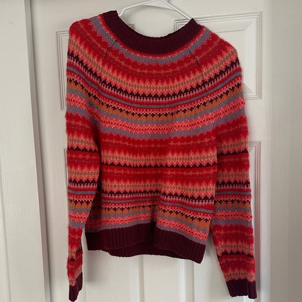 American Eagle Outfitters Red Multicolor Women's Sweater